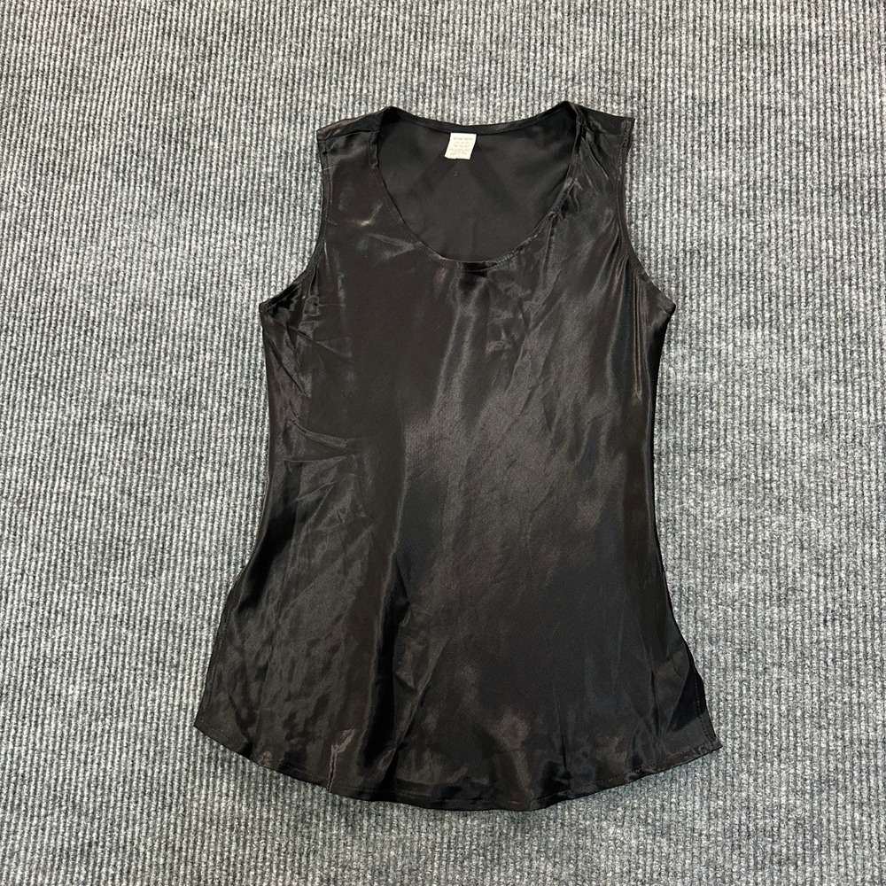 Design Todays Style D-399 Women Black Satin Shimmer Tank Top Small Made in USA S
